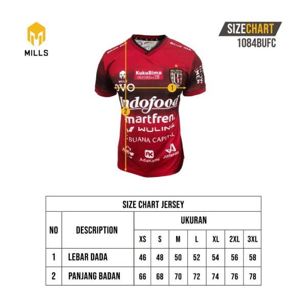 MILLS BALI UNITED FC HOME JERSEY SV 1084BUFC RED
