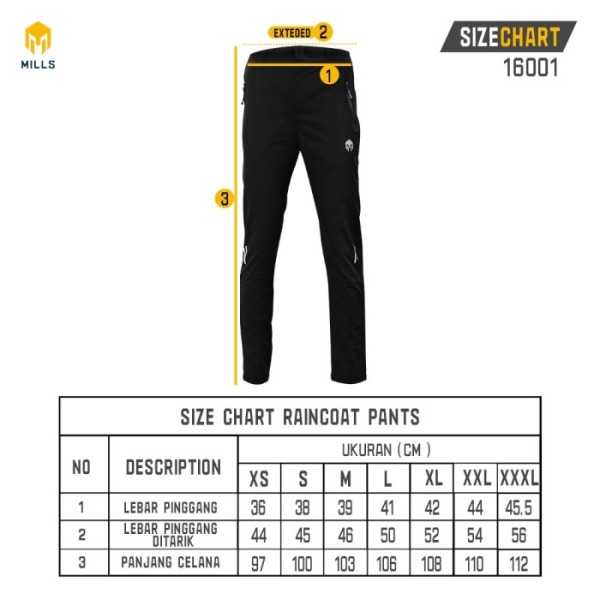 MILLS RAINCOAT PANTS 16001 BLACK