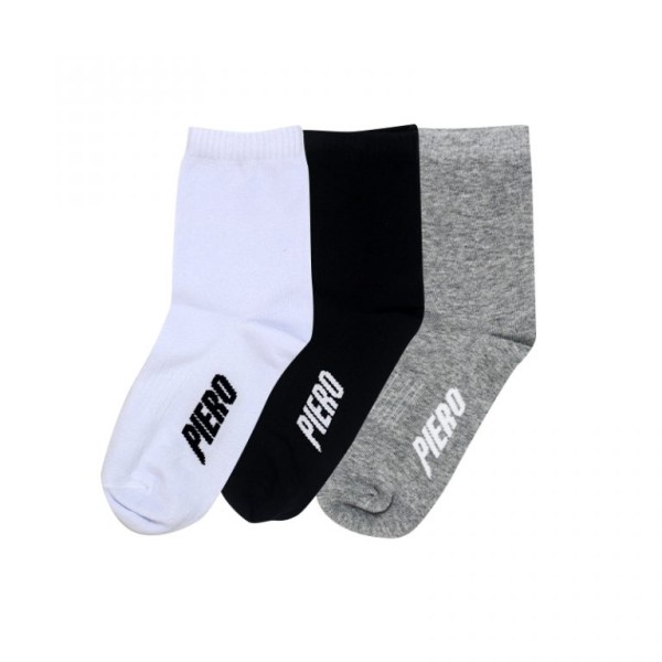 PIERO BASIC QUARTER SOCKS 3PK BLACK/WHITE/MISTY GREY