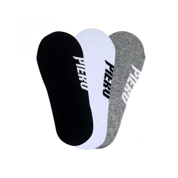 PIERO BASIC NO SHOW SOCKS 3PK BLACK/WHITE/MISTY GREY