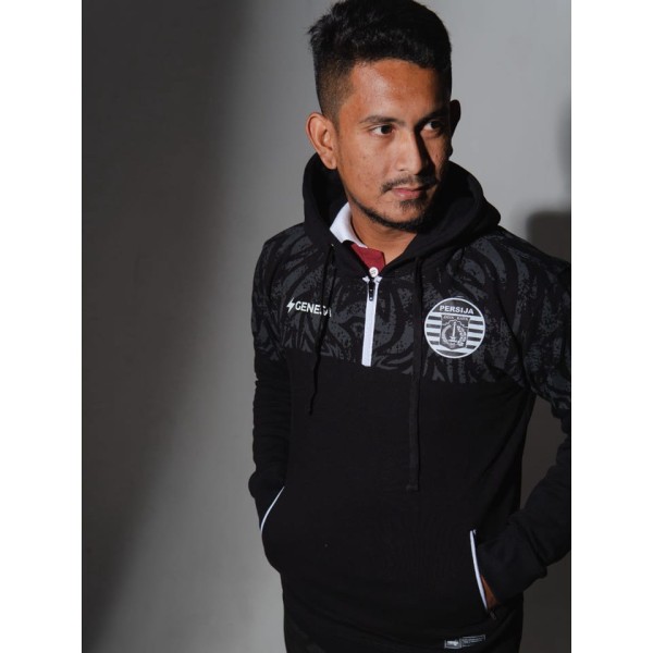 GENESA HALF ZIP HOODIE PERSIJA MUDA BLACK