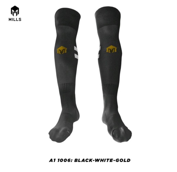 MILLS MILLS SOCCER SOCKS A1 1006 BLACK-WHITE-GOLD